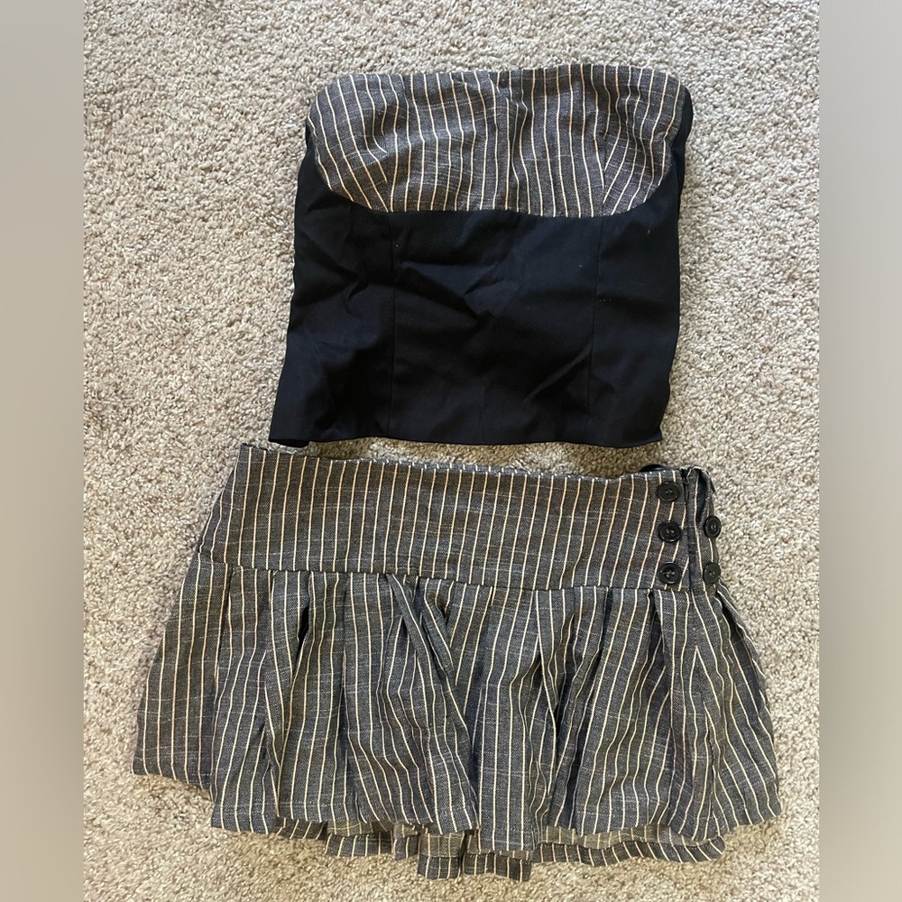 Revolve mini skirt and corset set. Work once